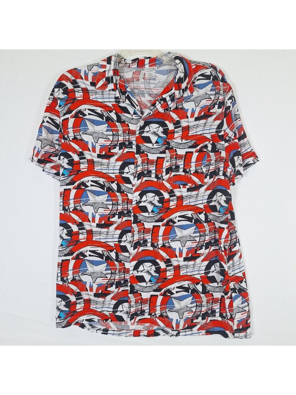 Marvel Captain America Short Sleeve Button Down Shirt size large